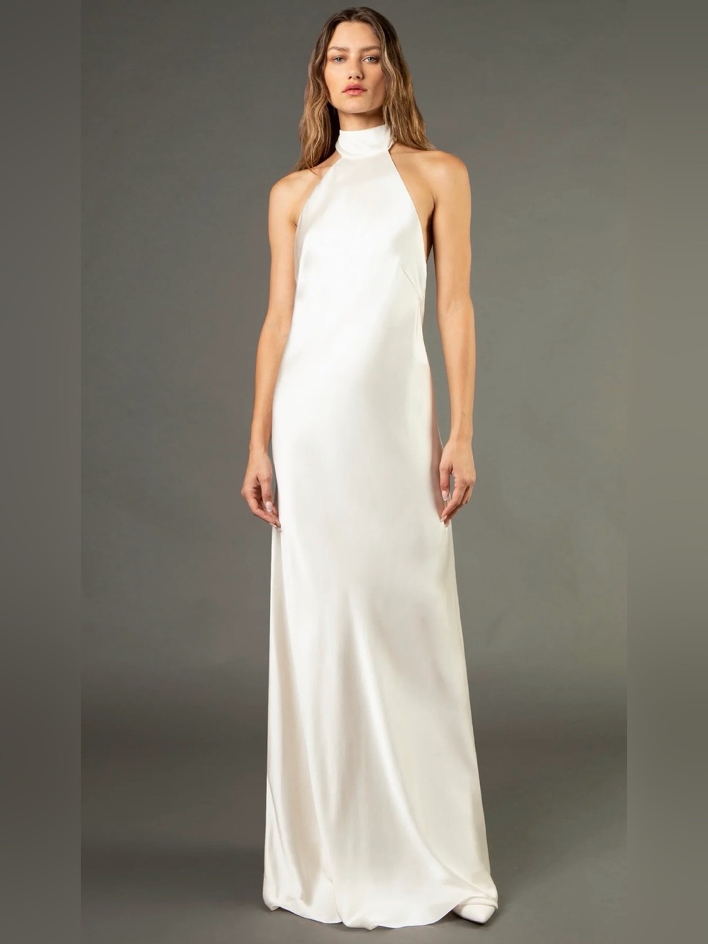 Michelle Mason Ivory backless halter dress, 100% silk - Picture 2 of 7
